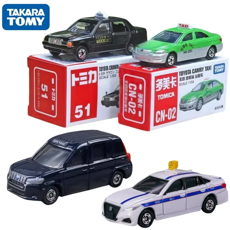 TOMY Alloy Car Camry Crown Toyota Taxi Car Model Children's Toy Pocket Ornament Ejection Alloy Glide Race Bus Boy's Holiday Gift