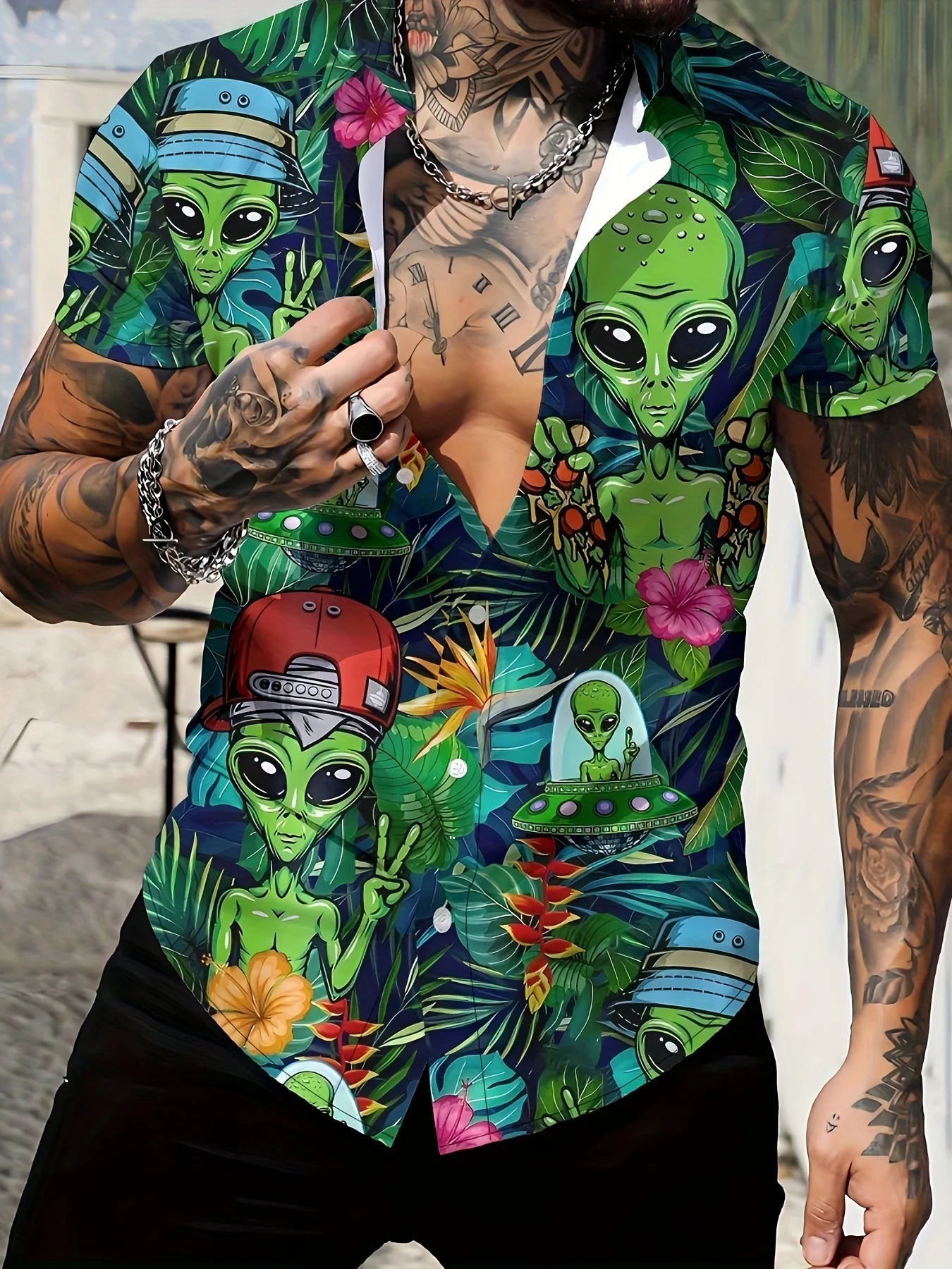 2026 Summer Men's Shirt with 3D Print Breathable Lightweight Comfortable for Roller Skating Hip-Hop Style Men's Clothing