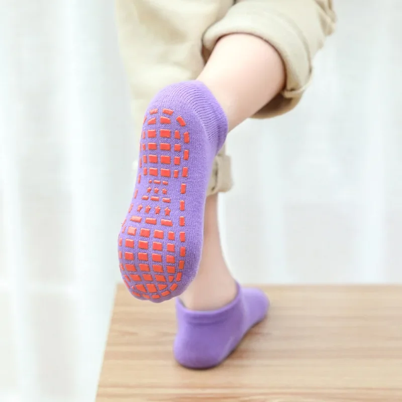 Children Non-slip Floor Sock for Toddler Boy Girl Rubber Socks Soft Cotton Candy Color Kids Ankle Socks Baby Warm Socks