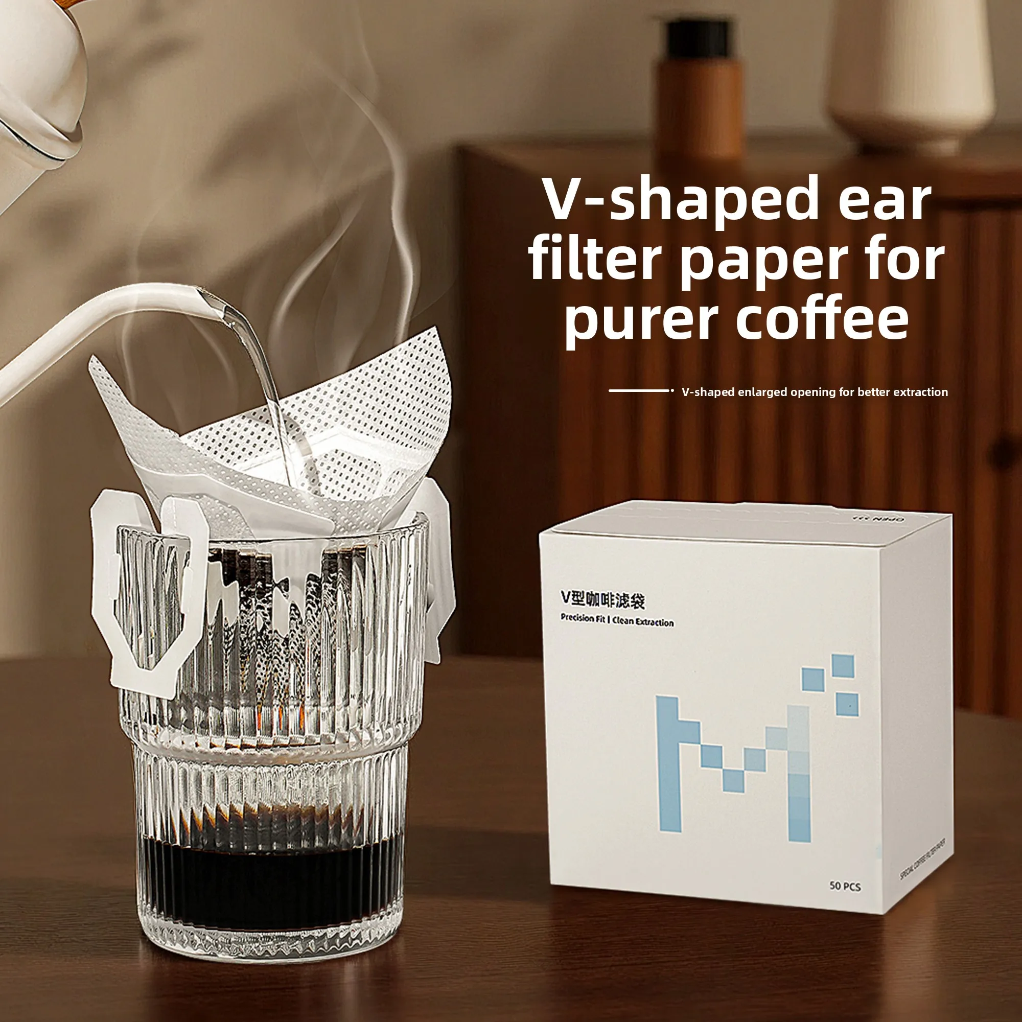 Food ade V-Notch Coffee Filter Paper Hanging Ear Bag Hand Pour Filter Net Disposable Coffee ing Tools UMUN Yumii Yuni view 2