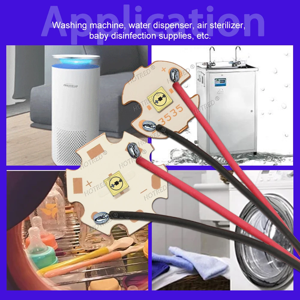 UVC LED Diyot 3535 254nm SMD Yayan Çip 0.6W UV 250nm-260nm DC5-7V Yüzey Dezenfektan Sterilizasyonu için Ultra Violet Lamba