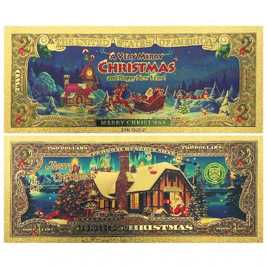 2025 جديد 4 تصاميم سانتا كلوز الذهب احباط الأوراق النقدية USD 100 دولار البلاستيك الأوراق النقدية التذكارية لعيد الميلاد السنة الجديدة هدية #5