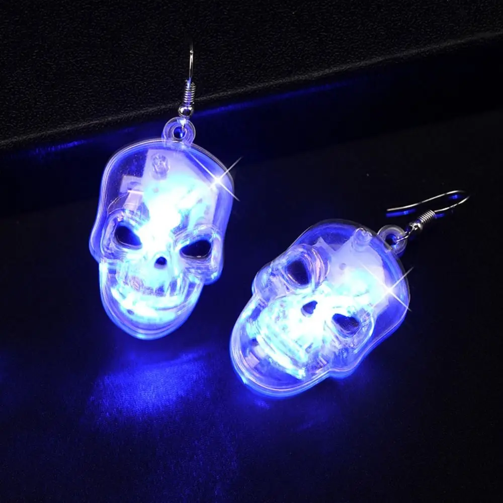 Luminous Halloween Pendant Pumpkin Dangle Ear Clips LED Skull Earrings Electric Black Cat Spider Ghost Glowing Dangle Earrings