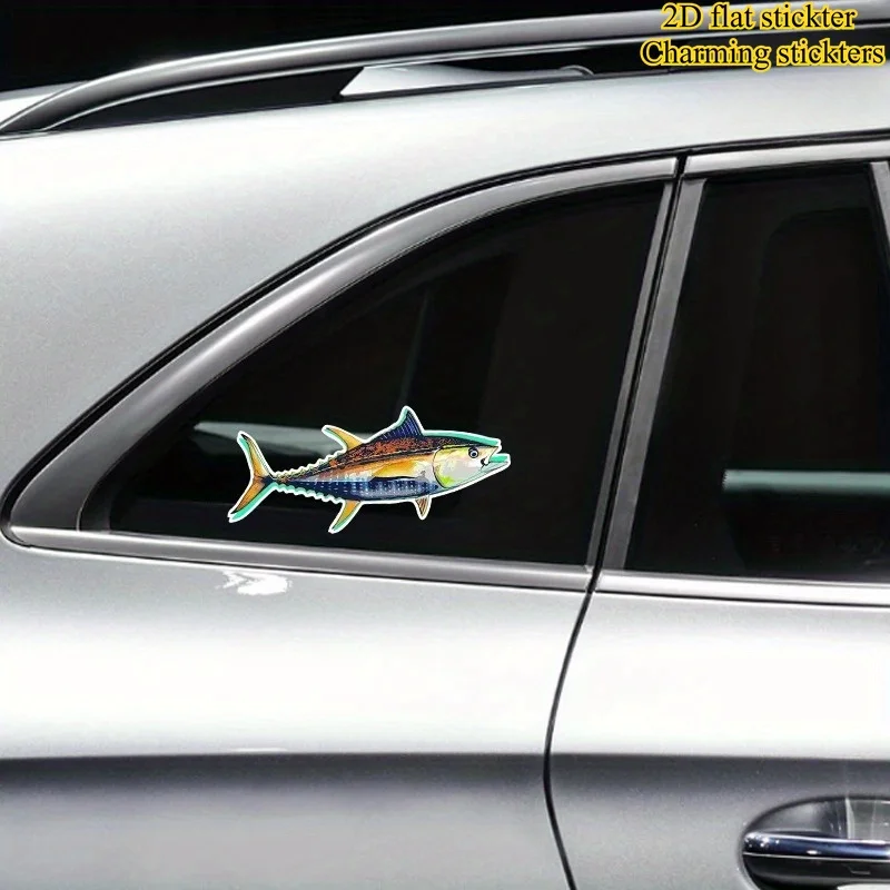 2D Flat Vivid Tuna Fishing Waterproof Self Adhesive Vinyl Sticker Scratch Cover Decal For Boat Kayak Car Window Toolbox Decor