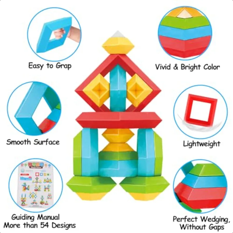 ألعاب Tsomtto Montori لعمر 1 2 3 4 5 سنوات للأولاد والبنات والأطفال الصغار 13 أنشطة تعلم ما قبل المدرسة 30 قطعة مكعبات بناء متراصة