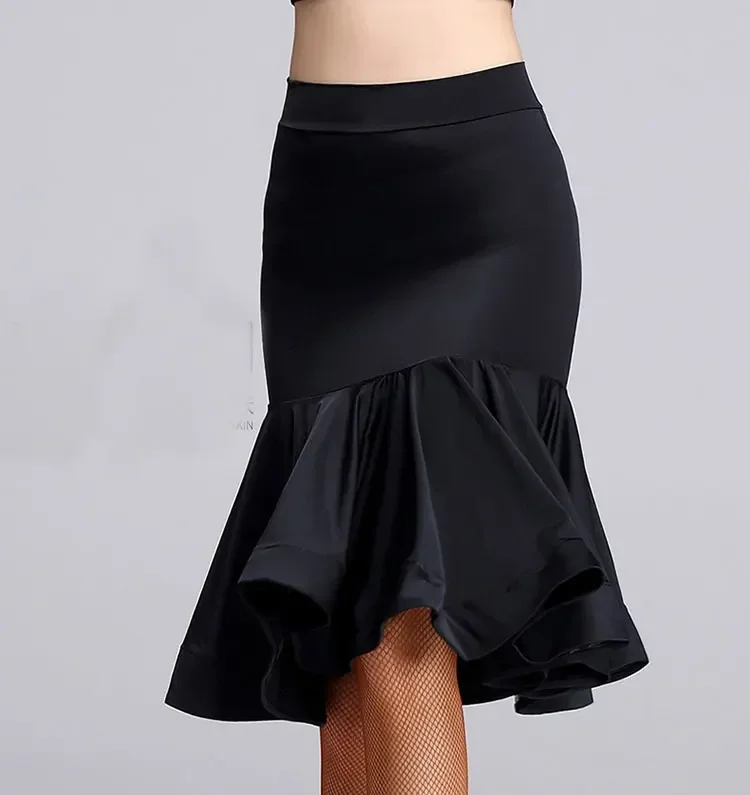 Lady Latin Dance Skirt For Sale Black Cha Cha Rumba Samba Tango Latin Skirt For Dancing Practice Performamnce Dancewear