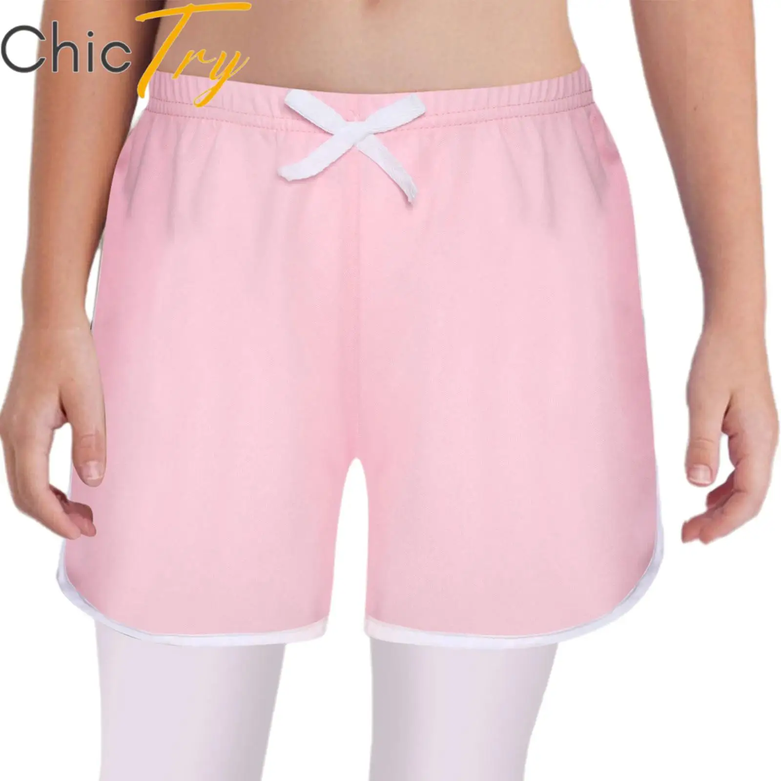 

Kids Girls Sports Shorts Bowknot Elastic Waistband Sides Slit Beachwear Swimwear Bottoms for Swimming Gymnastics Workout Fitness