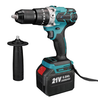 Drillpro 21V 13MM Brushless Electric Impact Drill 20+3 Torque Screwdriver Hammer Drill  Power Tools With 2 Battery