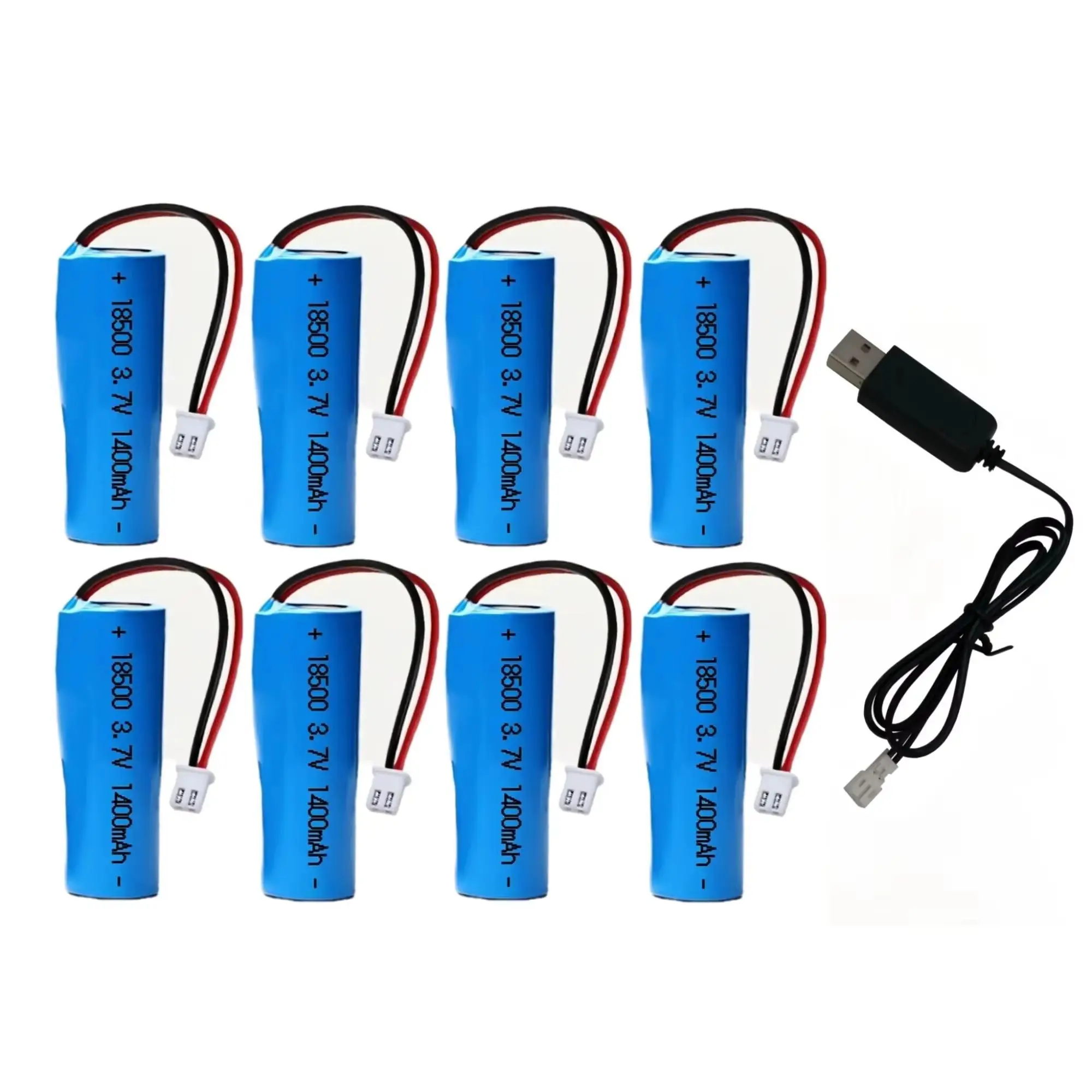 

8PCS 18500 3.7V 1400mAh Rechargeable Lithium Battery with Connector Wires for Flashlight Loudspeaker Electric toothbrush Shaver