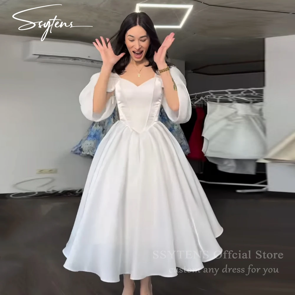 SSYTENS Customized White Bridal Wedding Dresses Off Shoulder Bride Prom Dresses Floor Length Formal Bridal Party Evening Dress