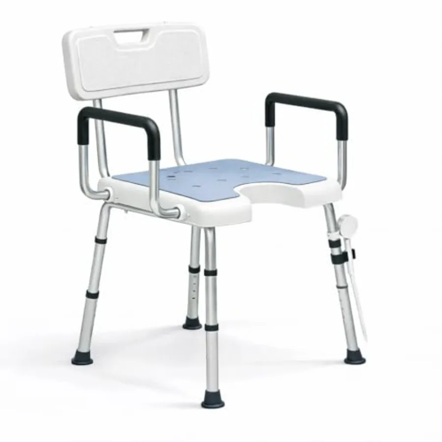 

Shower Chair for Inside Shower with Arms and Back Height Adjustable U-Shaped Seat for Seniors Elderly 400lbs Capacity Easy Bath
