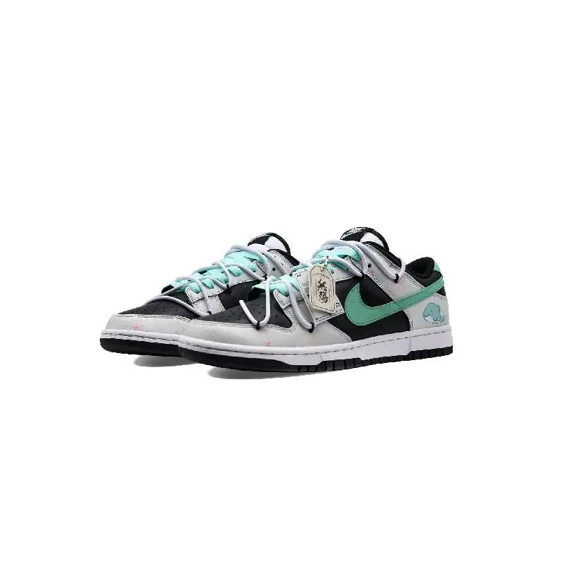 

[Custom Female little dolphin]Nike Dunk Low The Dolphin Low-Top Skateboard Shoes GS Black Gray Green