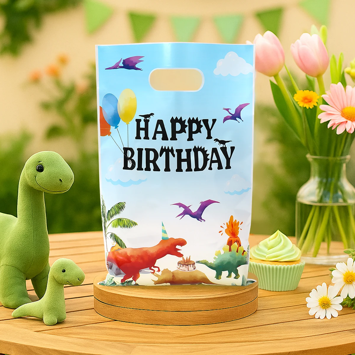 10/25/50 قطعة الكرتون ديناصور حقيبة يد هدية صغيرة التعبئة حقيبة الغابة ديناصور عيد ميلاد الديكور الاطفال استحمام الطفل لوازم الحفلات