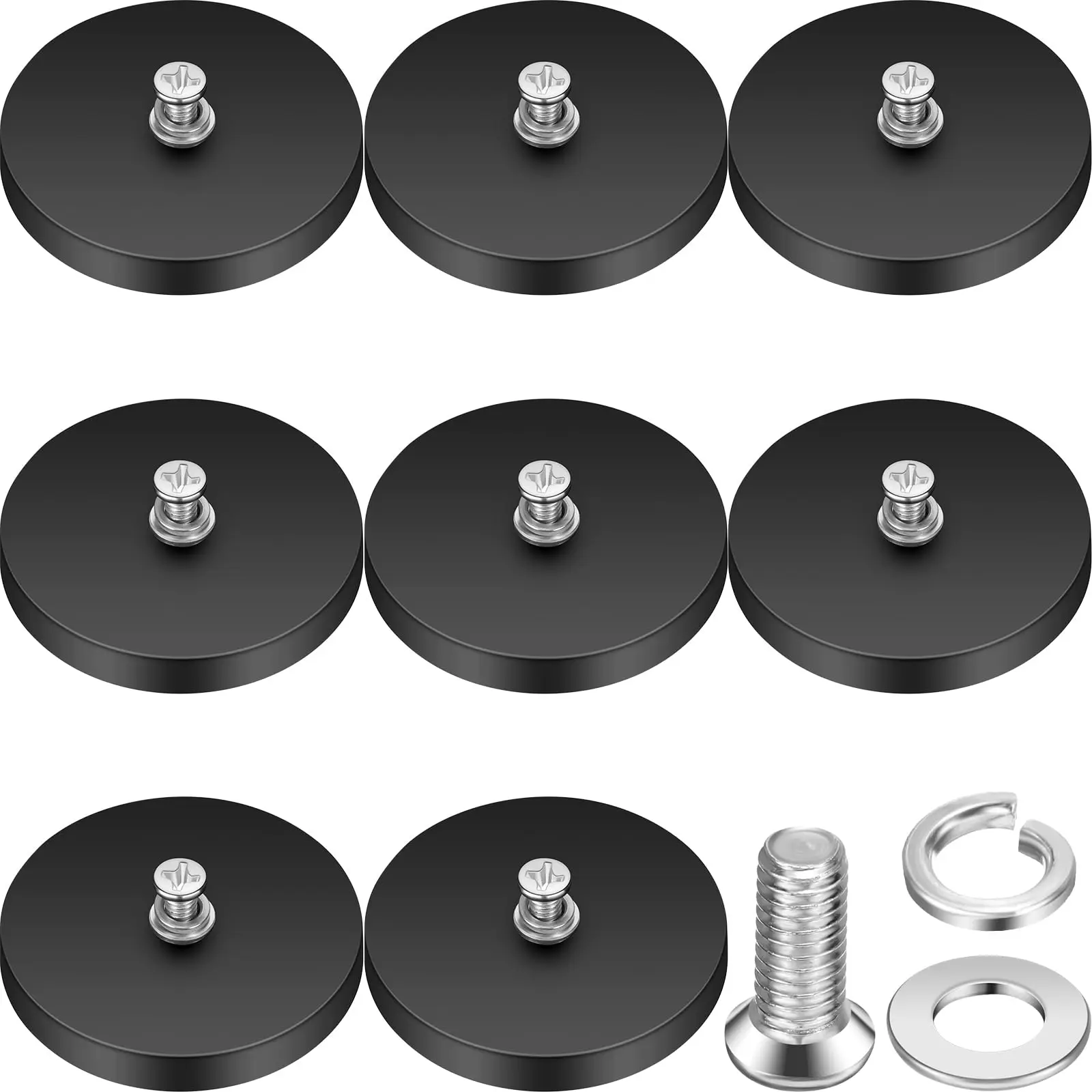 D66mm-Rubber Coated Anti-Scratch Magnets, Magnet Base with Threaded Studs，Magnets Hold The Base for Light Bar Mirror Camera Tool