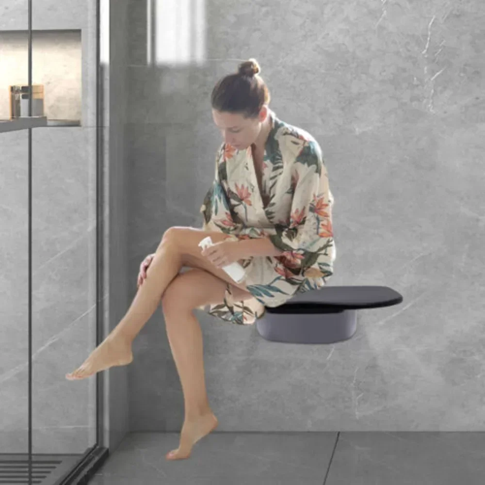 Bymaocar Silla de ducha plegable para adultos mayores y discapacitados, asiento de baño montado en la pared con soporte resistente de 200 kg/440 libras