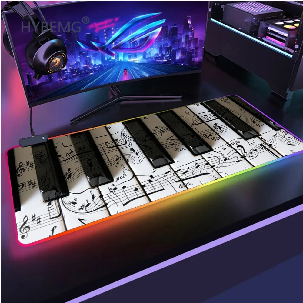 Trend Vintage Music Notes Piano Gaming Mouse Pad PC Laptop Gamer RGB Mousepad Anime Antislip Mat Keyboard Desk Mat For Overwatch