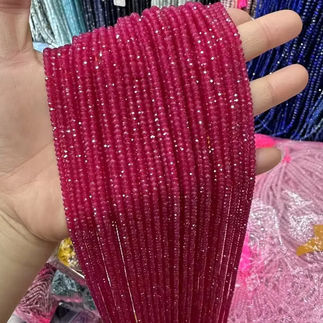 

Wholesale 3A Quality Cultivate Ruby Smooth 3*4mm Rondelle Shape Loose Beads For Making Jewelry DIY Necklace Bracelet Gift Strand
