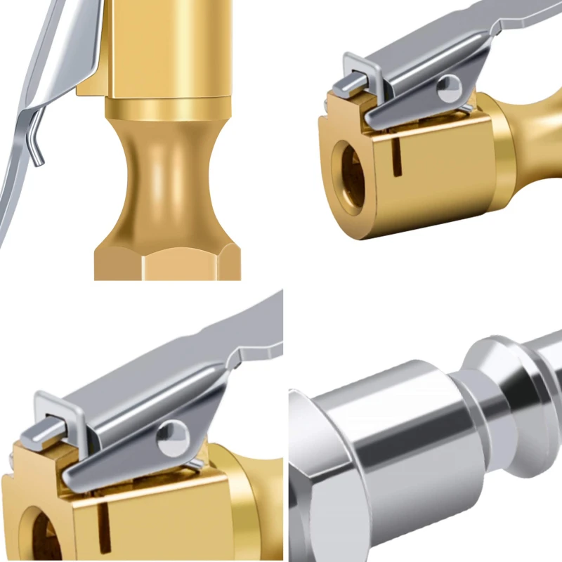 3pcs Car Tire Air Chuck Inflator Pump Valve Connector Clip-on Adapter Car Brass Tyre Wheel Valve For Inflatable Pump
