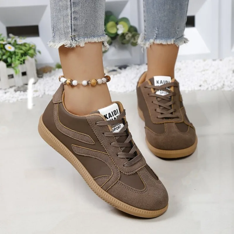 Women Natural Suede Leather Lace-up 2026 New Sneakers Round Toe Soft Comfort Casual Female Outdoor Drive/walk Shoes for Woman