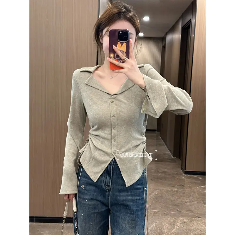 Slightly Fat Custom Milan Coast 2024  Winter New Tender and Sweet Slimming Design Sense Lapel Pit Strip Top Undercoat Women