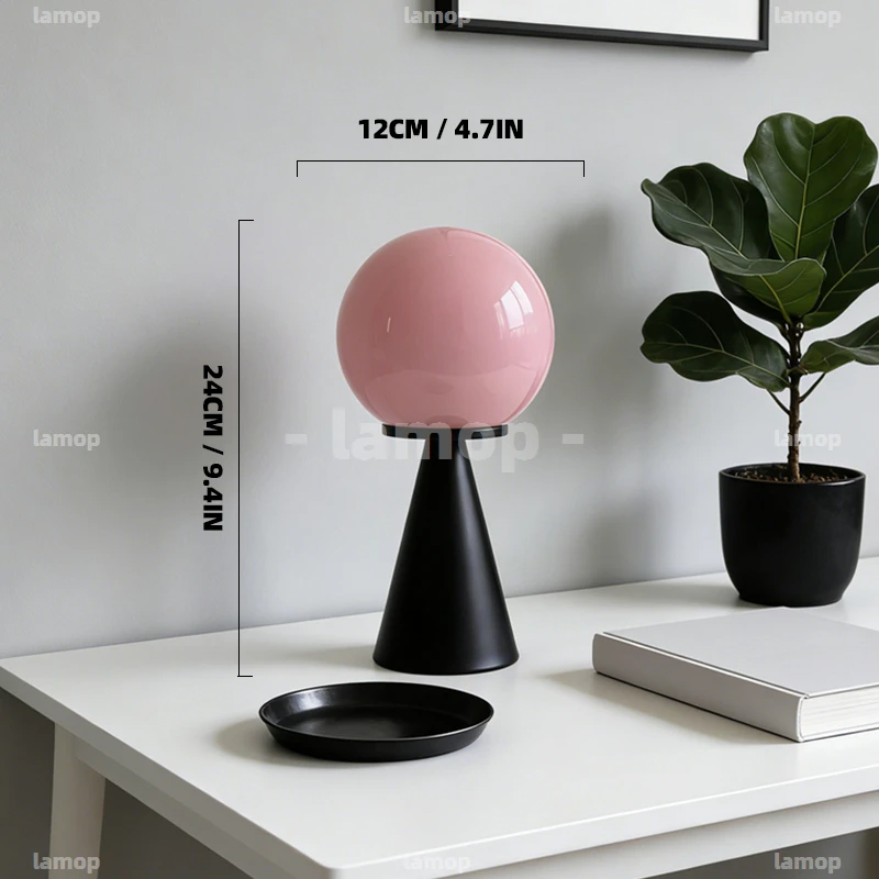 Glass Mellow Glow Round‑Sphere Tapered Base Table Lamp Cream Casual 3 Tone Soft Radiance B&B Vanity Shelf Decor