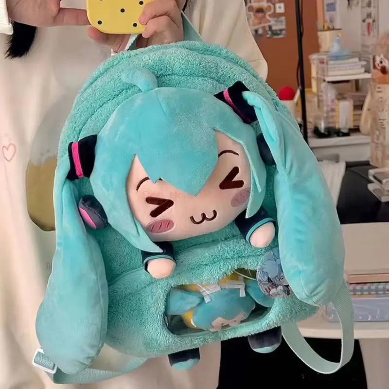 Hatsune Miku Sweet Cute Anime Embroidery Soft Plush Backpack Large Capacity Storage Fashion School Bag Travel Daypack Gift Fans view 5