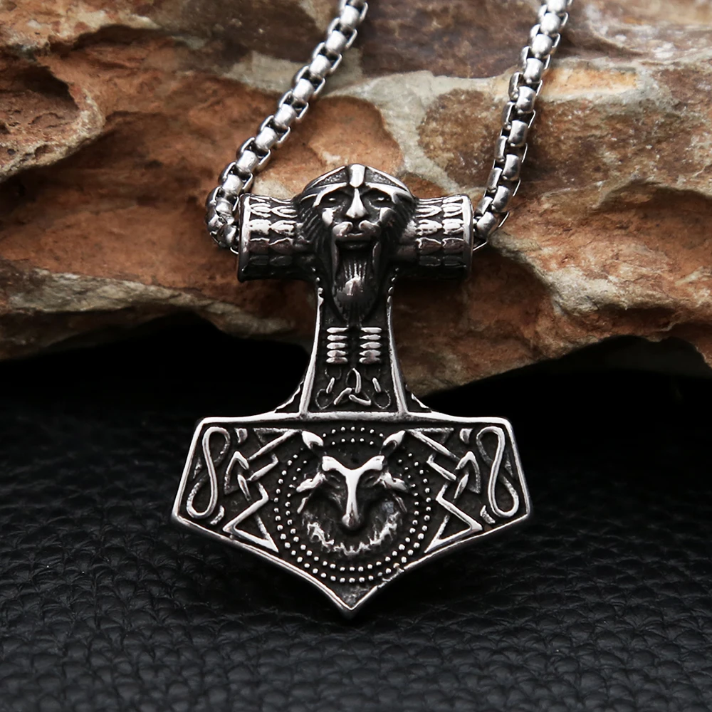 New Vintage Stainless Steel Viking Anchor Pendant Necklace For Men Punk Biker Wolf Head Necklaces Fashion Amulet Jewelry Gifts