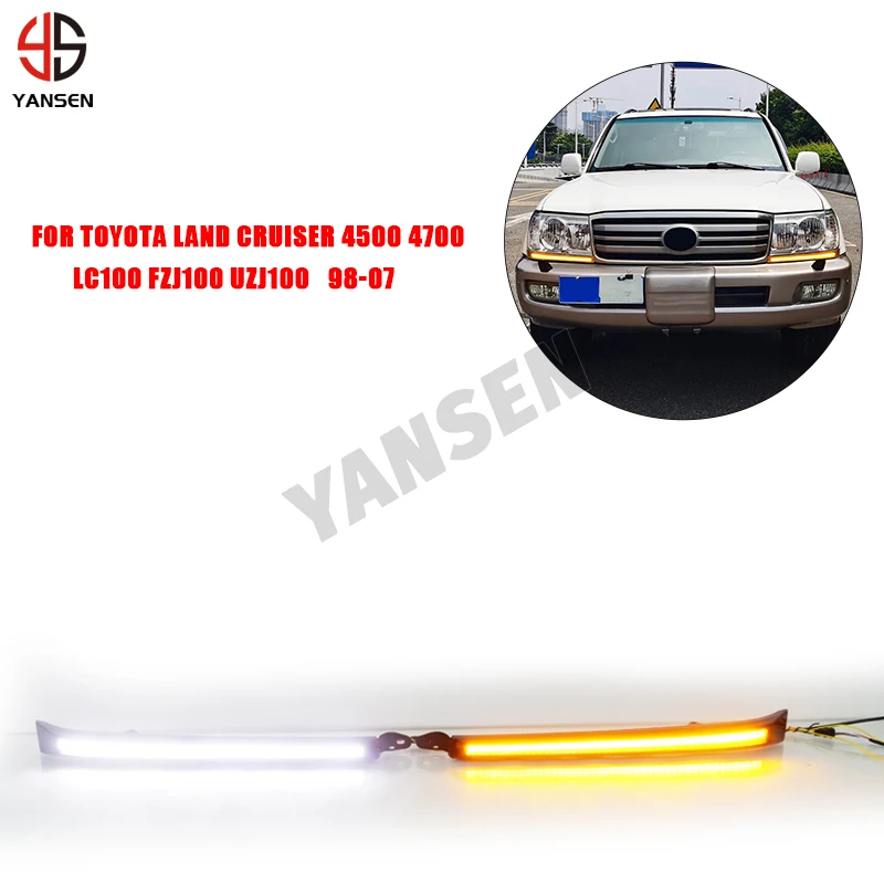 Led Daytime Running Light For Toyota Land Cruiser LC100 4500 4700 UZJ100 FZJ100 1998-2007 DRL Turn Signal Dynamic Light