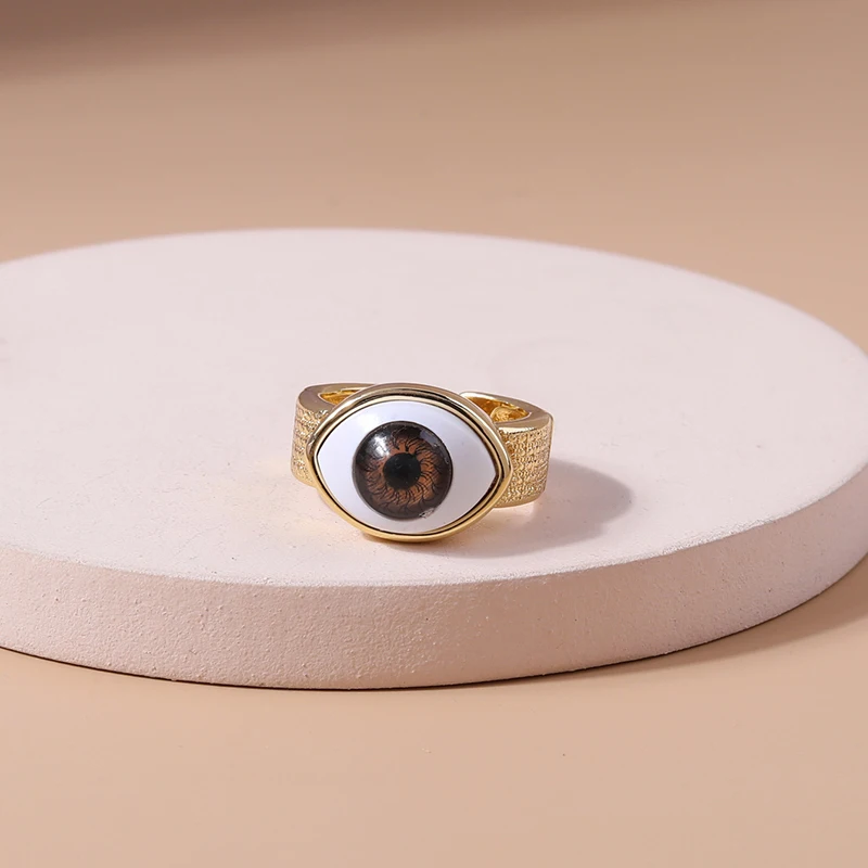 Obega Vintage Simple Evil Eye Rings For Women Gothic Gold Color Lucky Turkish Blue One Eyed Finger Ring  Jewelry Gifts
