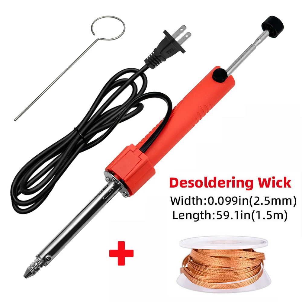30W Elektrothermische Entlötpumpe/Vakuumentlötpumpe mit Lötkolbenstift + Entlötdraht-Entlötflecht-Set – Detail 13