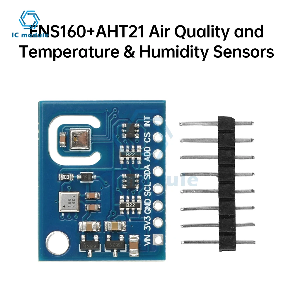 

ENS160+AHT21 Carbon Dioxide CO2 eCO2 TVOC Air Quality & Temperature & Humidity Sensor Module