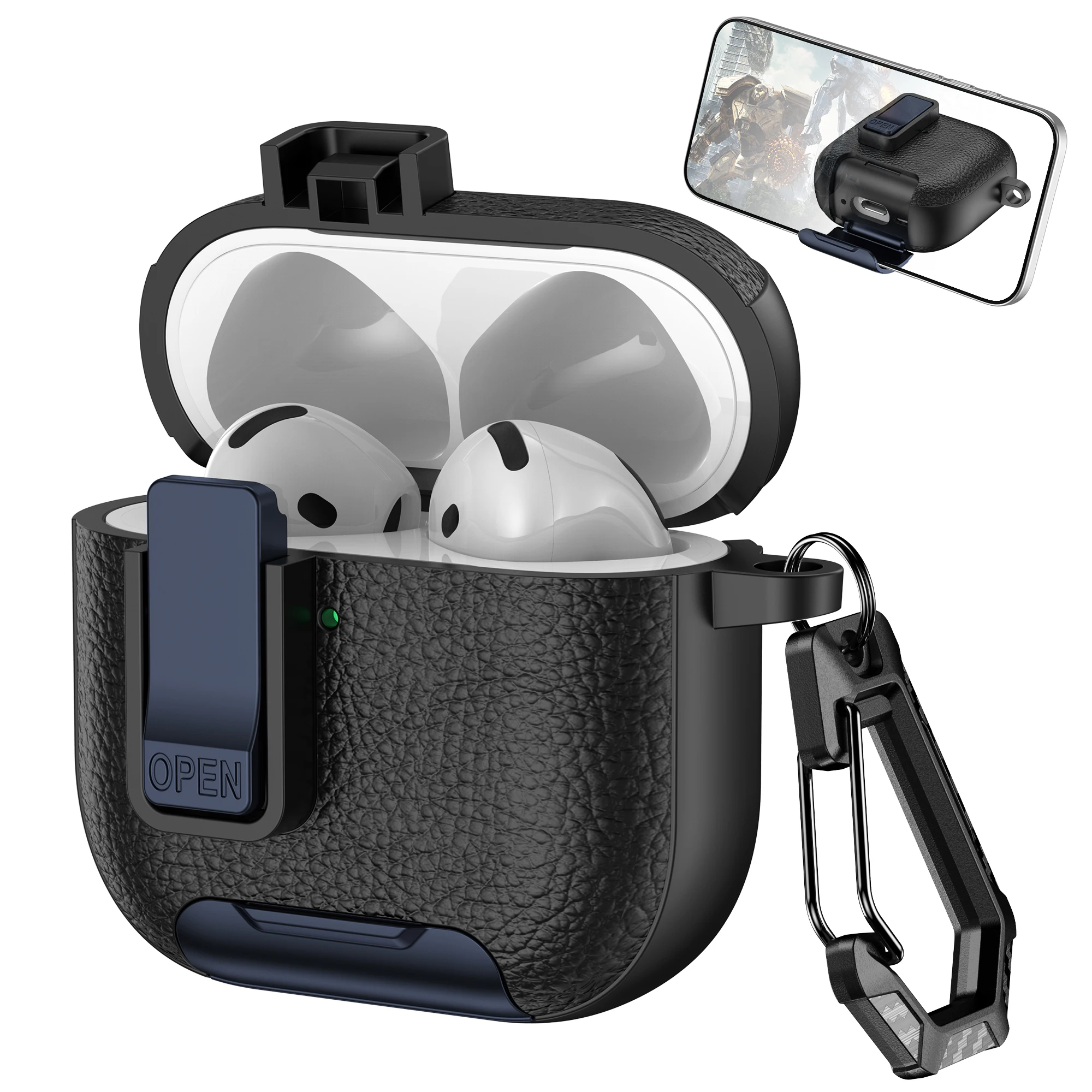 2026 Hülle für AirPods 5 4 mit Sicherheitsverschluss, Leder-Handyhülle, Cortex-Kopfhörerschutzhülle für AirPods 5, kabelloses Ladeetui – Detail 11