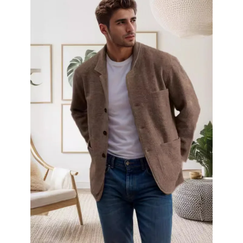 Spring and Autumn Men's Youth Solid Color Fashion Jacket Coat Casual Coat