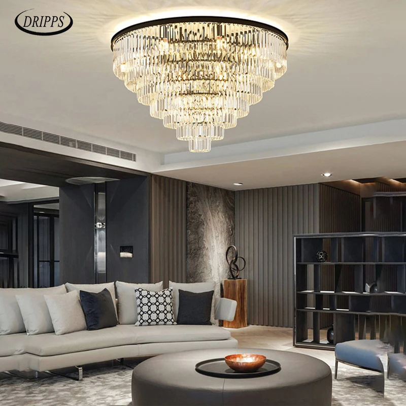 

Modern living room LED crystal chandelier bedroom crystal ceiling lamp dining room chandelier villa interior lighting crystal