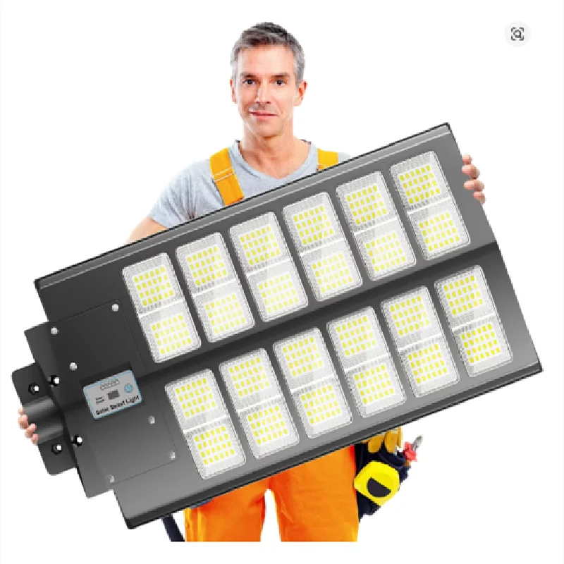 6000W Solar Street Light IP65 Waterproof Outdoor Lighting with Motion Sensor Dusk to Dawn Auto On/Off for Commercial Parking Lot