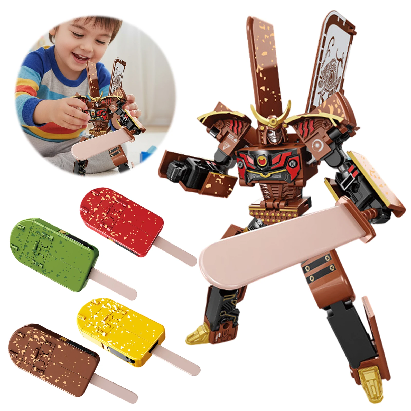 Set di giocattoli robot gelato trasformabili 2 in 1 Modelli di deformazione creativi riutilizzabili Decorazione del desktop Regali di compleanno per adulti