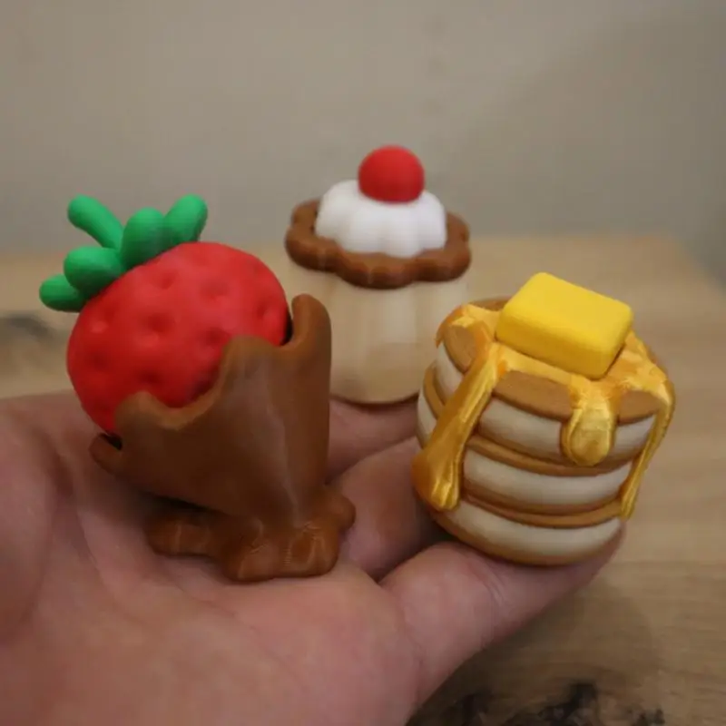 1Pcs Strawberry Cake Keychain Calming Anti Stress Toy Finger Button Popper for Kids Bag Charm Party Favors Relaxing Aid