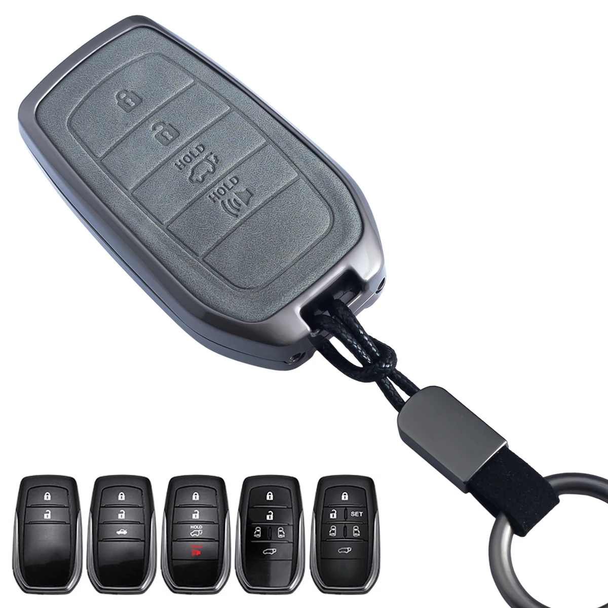 Für Toyota Corolla Yaris Kreuz Prius bZ4X Kluger Camry Fortuner Grand Highlander Metall Leder Auto Schlüssel Fob Abdeckung Fall Schlüsselbund