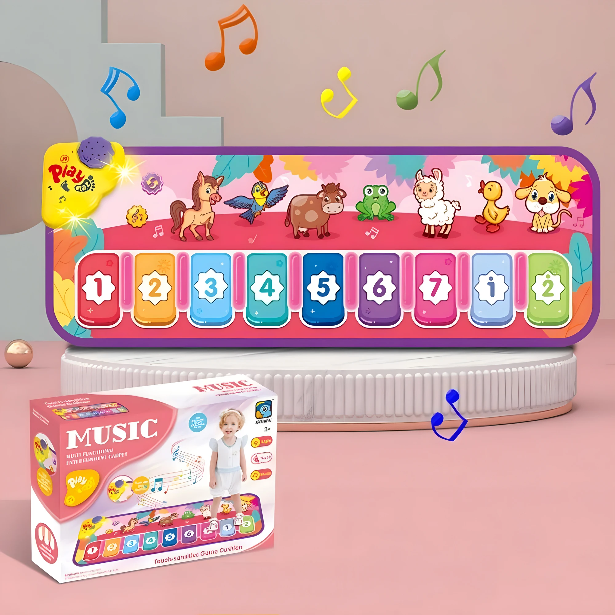 25 Music Sounds Child Floor Piano Keyboard Mat Animal Blanket Touch Dance Floor Playmat Education Baby Musical Mats Carpet Toys