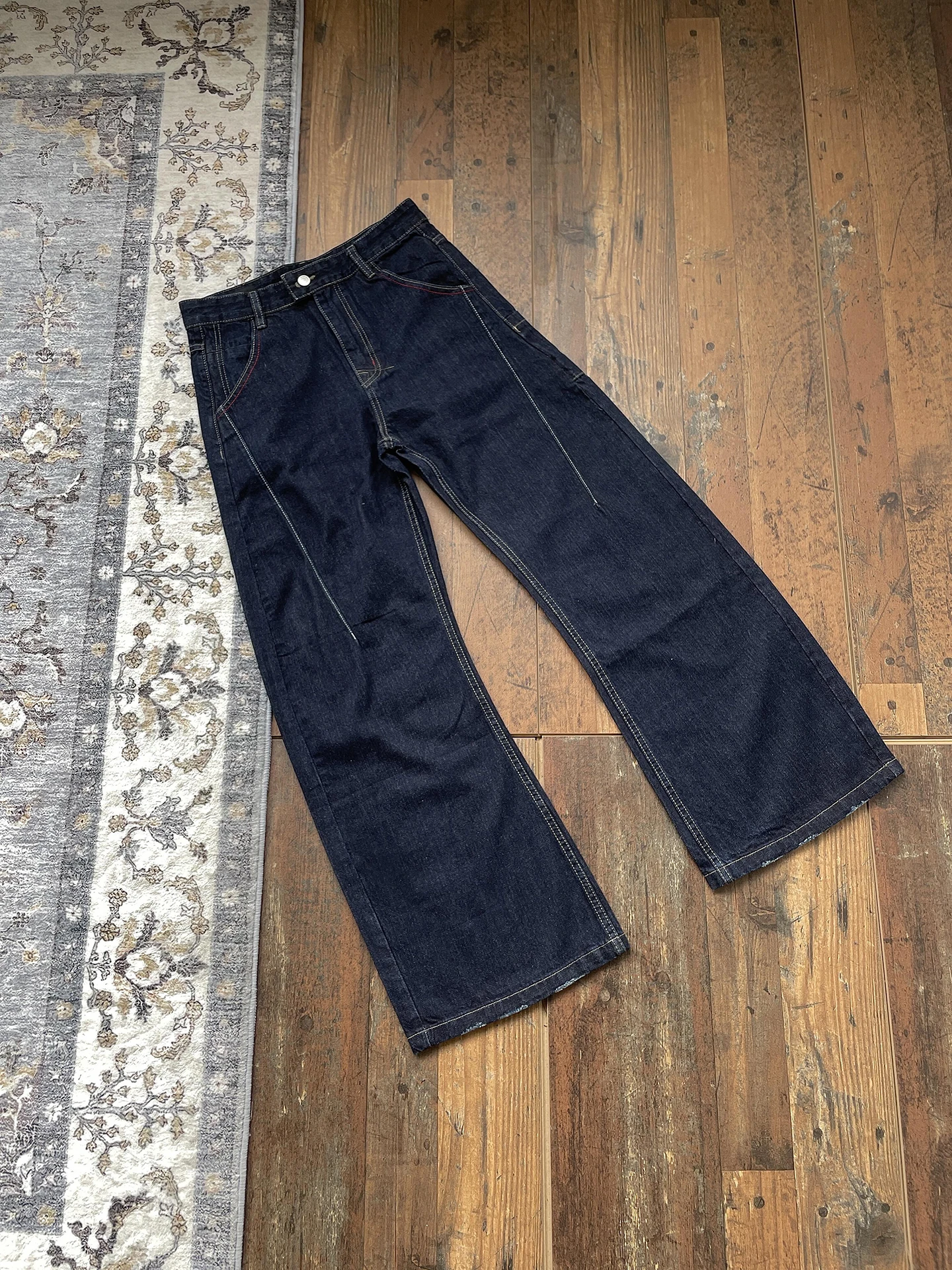 

Американские ретро-джинсы с эффектом потертости, мужские, осенние, прямые, расклешенные, для повседневной носки, в стиле High Street