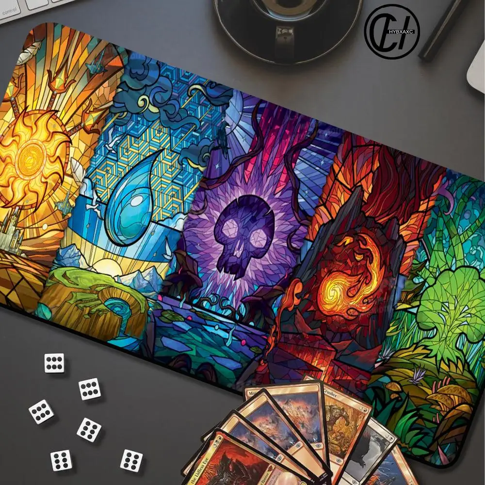 Stained Glass Epic Skull Art Design Magic Party Game Mat Durable Rubber for MTG&TCG Games Mouse Pad Offices Desk Mats XAXC