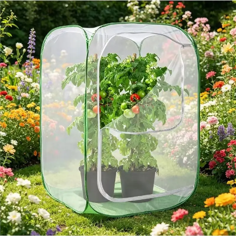 A34R& -Up Collapsible Insect Mesh Plant Cover Indoor Pot
