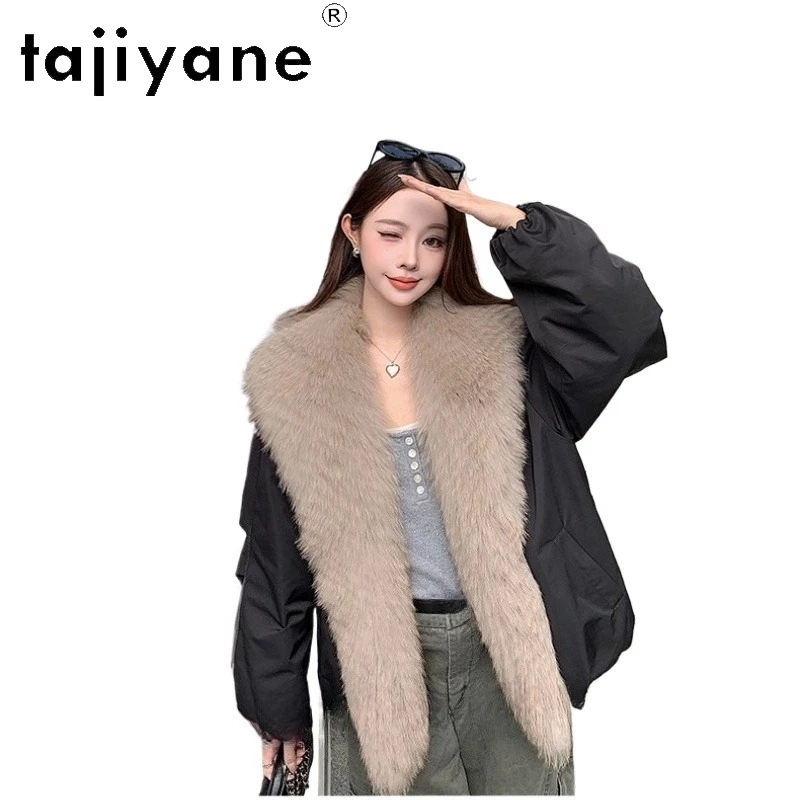 TAJIYANE 90 % weiße Gänsedaunenmäntel für Damen, abnehmbare Jacke mit echtem Fuchspelzkragen, weibliche Parkas, Winter-Frau-Kleidung, 2025 Temperoк