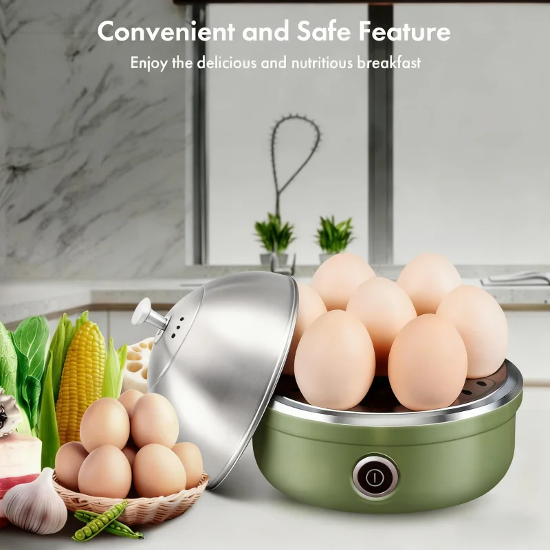 

Electric Egg Cooker Household Rapid Egg Boiler Steamed Eggs Vegetables and Dumplings Stainless Steel Tray with 7-Egg Capacity