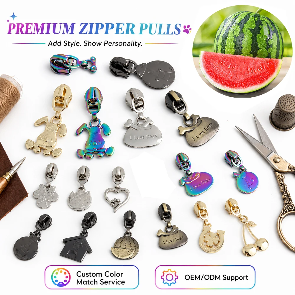 5/20/100PCS Summer Series 5# Nylon Multicolor Metal Zippers Puller Slider For Broken Buckle Purse Bags Dress Sewing Accessories