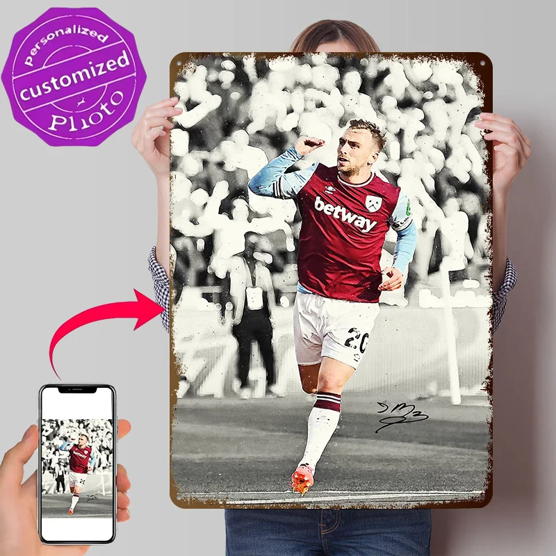 Jarrod Bowen Personalized 3D Textured Metal Poster Wall Art Vintage Tin Signs for Office Decoration Room Home Decor Luxury Items