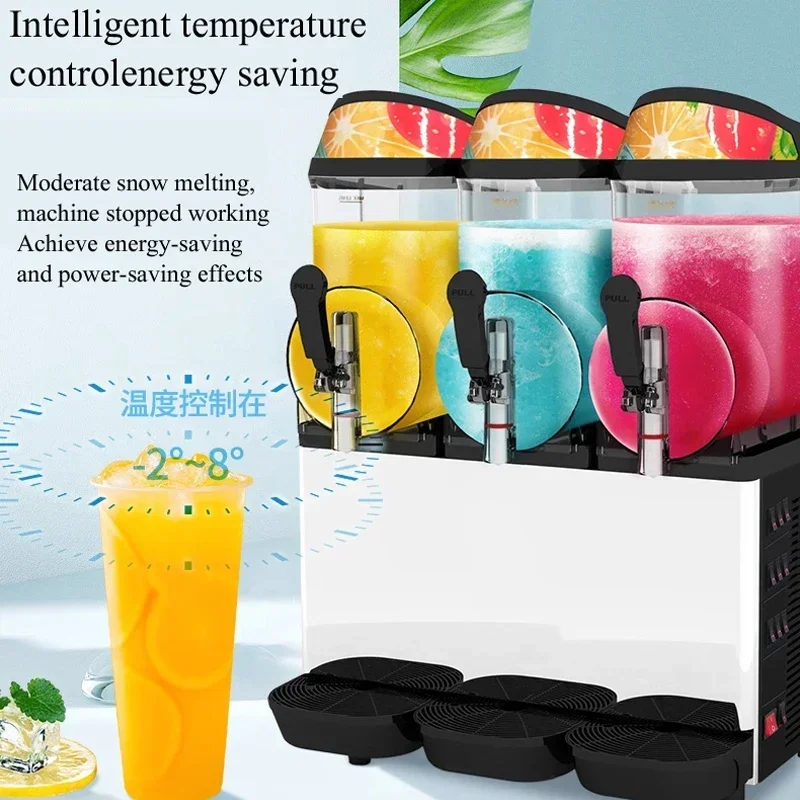 Three Tank Commercial Slush Machines Electric Snow Melting Machine Sand Ice Slushy Making