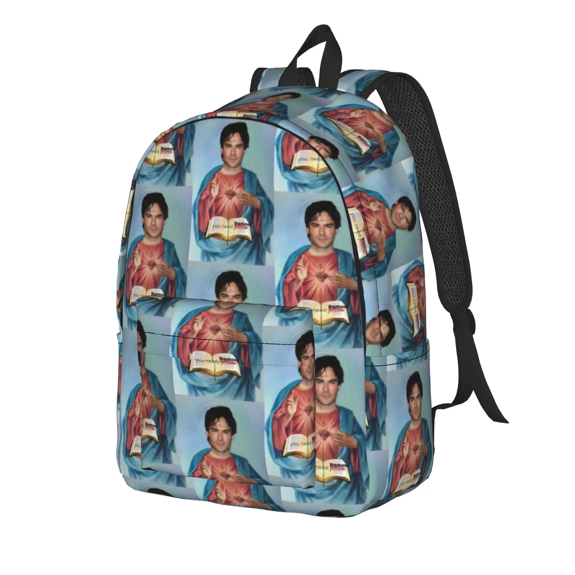 The Vampire Diaries Resuable Movie Backpack Women Damon Salvatore Pattern Backpacks Casual High School Bags Travel Rucksack