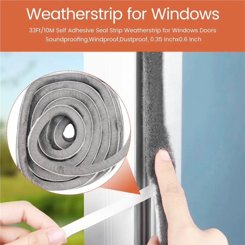 GOOD-33Ft/10M Windows 도어용 자체 접착 씰 스트립 Weatherstrip 방음, 방풍, 방진