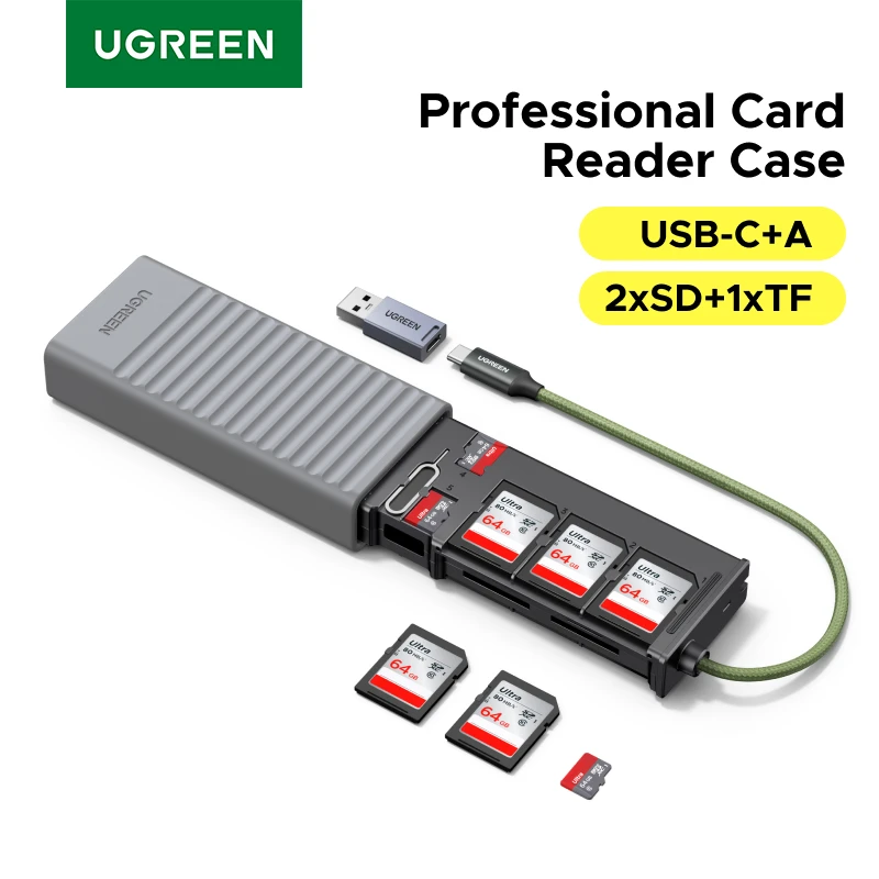 UGREEN USB-C Чехол для хранения карт памяти Высокоскоростной чехол для карт памяти OTG-адаптер с 12-слоточным держателем для камер Держатель карт SD TF UGREEN USB-C Чехол для хранения карт памяти Высокоскоростной чехол для карт памяти OTG-адаптер с 12-слоточным держателем для камер Держатель карт SD TF